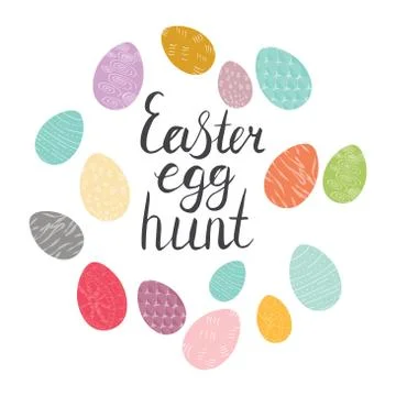 Easter egg hand drawn color illustration. Stock Illustration