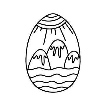 Easter egg in hand drawn doodle style. Coloring book for children. Stock Illustration