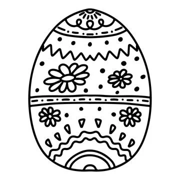 Easter egg in hand drawn doodle style. Coloring book for children. Stock Illustration