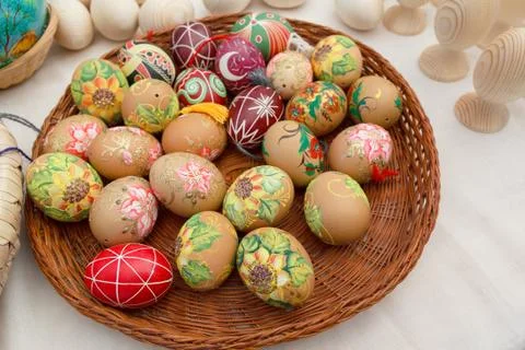 Easter egg, hand painted beautiful and colorful Stock Photos