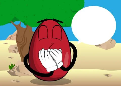 Easter Egg with hands over mouth. Cartoon character with funny face for the E Stockillustratie