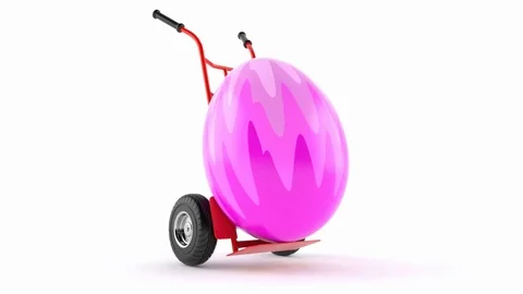 Easter egg with handtruck isolated on white background Video stock 73624145