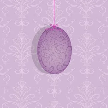 Easter egg hanging on a pink ribbon Stock Illustration