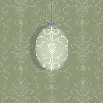 Easter egg hanging on a white ribbon Stock Illustration
