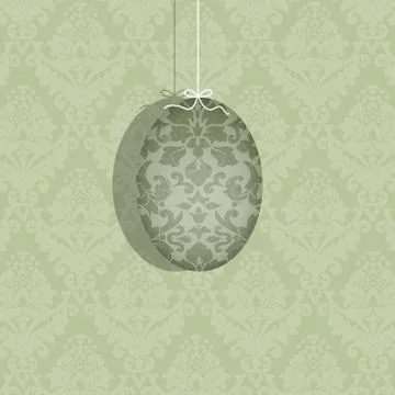 Easter egg hanging on a white ribbon Stock Illustration