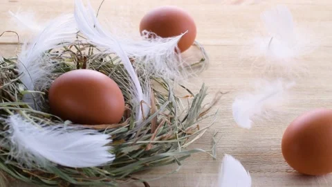 Easter egg. Happy Easter decoration: natural colour eggs Stock Footage 171805039