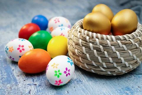 Easter egg, happy Easter sunday hunt holiday decorations Stock Photos