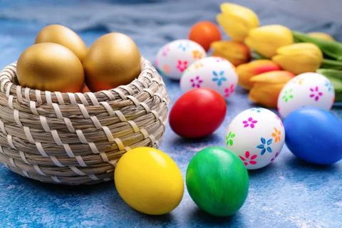 Easter egg, happy Easter sunday hunt holiday decorations Stock Photos