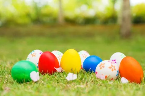 Easter egg, happy Easter sunday hunt holiday decorations Stock Photos