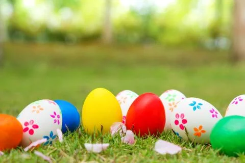 Easter egg, happy Easter sunday hunt holiday decorations Stock Photos