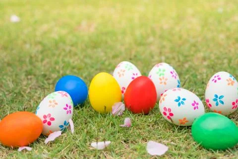 Easter egg, happy Easter sunday hunt holiday decorations Stock Photos