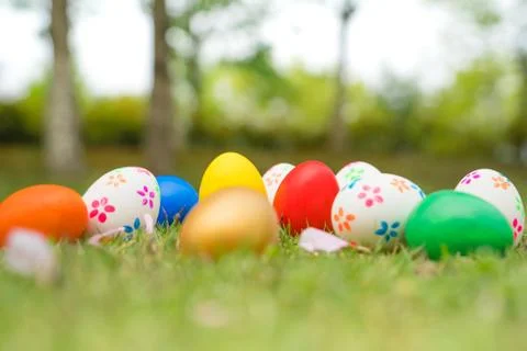 Easter egg, happy Easter sunday hunt holiday decorations Stock Photos
