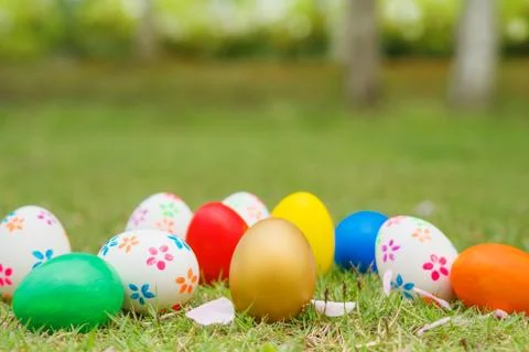 Easter egg, happy Easter sunday hunt holiday decorations Stock Photos