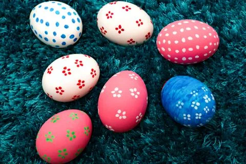 Easter egg, happy Easter sunday hunt holiday decorations Stock Photos