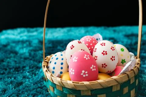 Easter egg, happy Easter sunday hunt holiday decorations Stock Photos