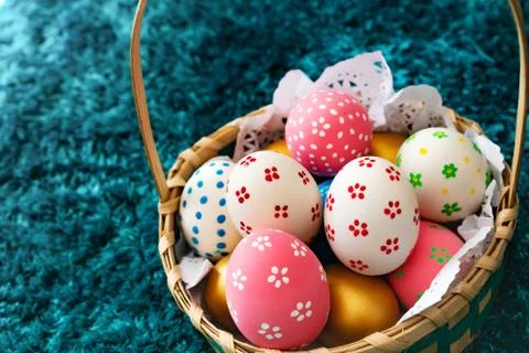 Easter egg, happy Easter sunday hunt holiday decorations Stock Photos
