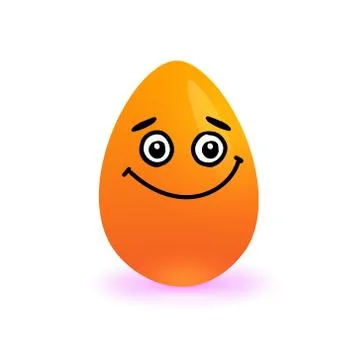 Easter Egg Happy Smiling Orange Cartoon Isolated On White Background Illustrazione stock