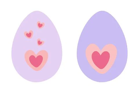 Easter Egg with Hearts Decoration Easter Greetings Minimalistic Design Element Stock Illustration