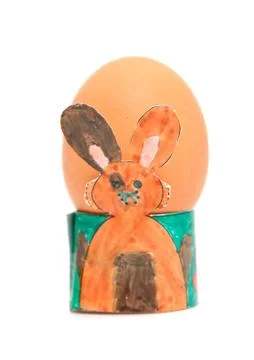 Easter egg holder made by children Stock Photos