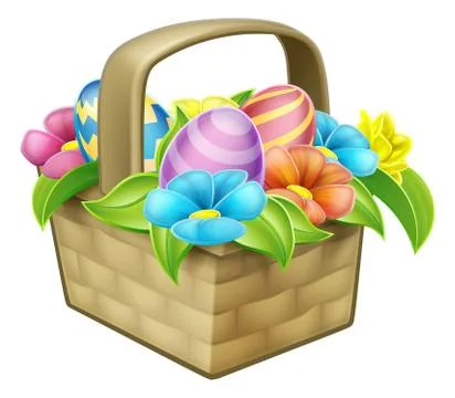 Easter Egg Hunt Basket Hamper Stock Illustration
