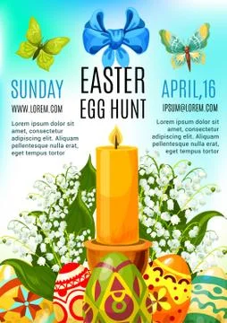 Easter egg hunt celebration poster template design Stock Illustration