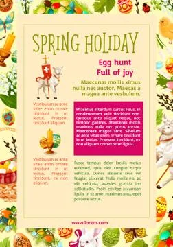 Easter Egg Hunt celebration poster template design Stock Illustration