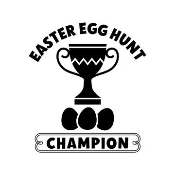 Easter Egg Hunt Champion Typography Trophy Emblem with Bold Lettering Stock Illustration