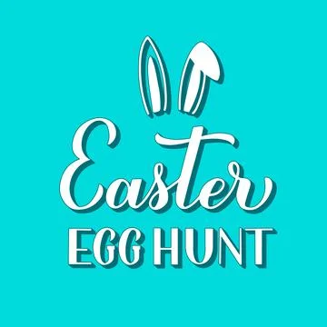 Easter egg hunt. Funny Easter quote 3d lettering on mint green background. .. Stock Illustration