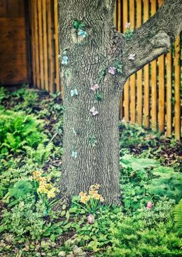 Easter Egg Hunt in a Garden Stock Photos