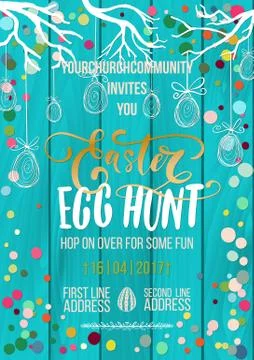 Easter Egg Hunt holiday, vector Easter poster template Stock Illustration