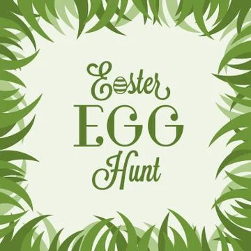 Easter egg hunt lettering with grass frame , flat design Stock Illustration