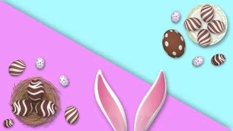 Easter egg hunt party concept animation with chocolate eggs Stock Footage 304269620