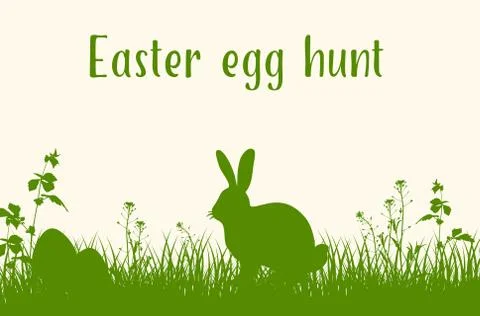 Easter egg hunt with rabbit Stock Illustration