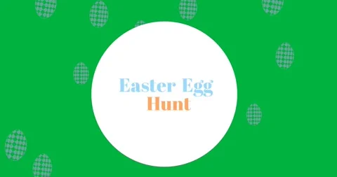 Easter egg hunt text banner with decorative easter eggs icons against Stock Footage 318432664