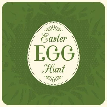 Easter egg hunt typographical with green grass background, flat design 库存插图