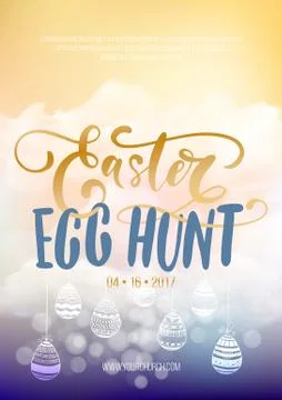 Easter Egg Hunt, vector Easter celebration poster template Stock Illustration