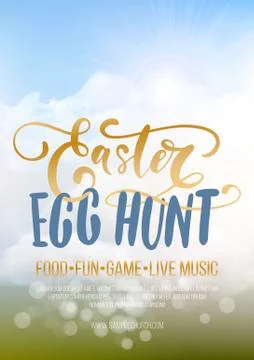 Easter Egg Hunt, vector Easter celebration poster template Stock Illustration