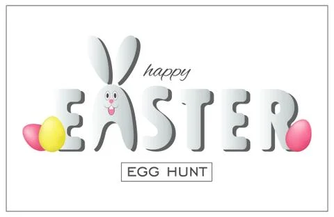 Easter egg hunt vector illustration. Holiday banner design with eggs and ra.. Stock Illustration