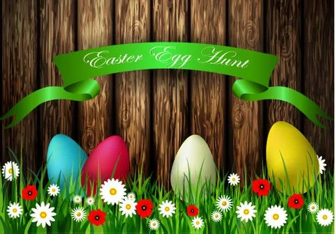 Easter egg hunt with Wood texture Illustrazione stock