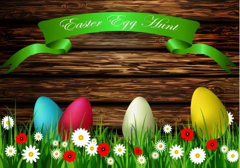 Easter egg hunt with Wood texture イラスト素材