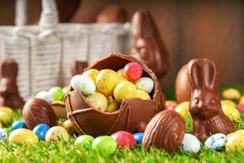 Easter egg hunting background Stock Photos