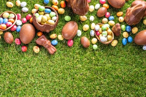 Easter egg hunting background Stock Photos