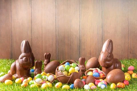 Easter egg hunting background Stock Photos