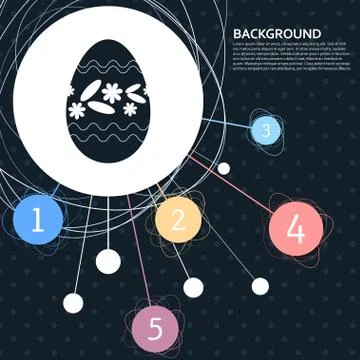 Easter egg icon with the background to the point and  infographic style. Vect 스톡 일러스트