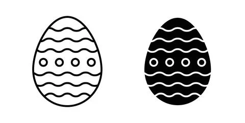 Easter egg icon collection in black, Line icons, flat symbols Stock Illustration