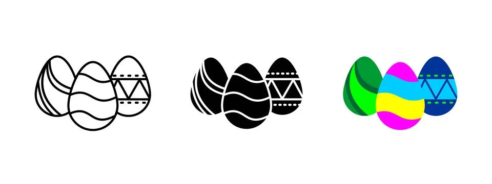 Easter egg icon. Decorative painted eggs with festive patterns vector illus.. Illustrazione stock