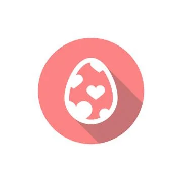 Easter egg icon in a flat design with long shadow isolated Stock Illustration