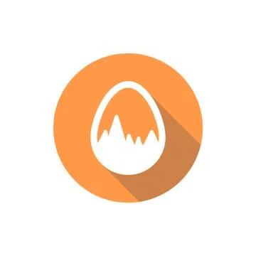 Easter egg icon in a flat design with long shadow isolated Stock Illustration