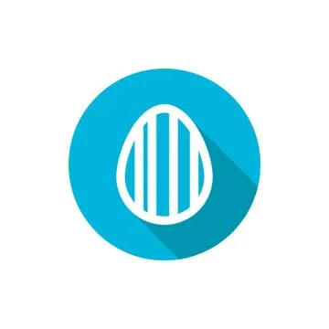 Easter egg icon in a flat design with long shadow isolated Stock Illustration