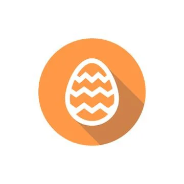 Easter egg icon in a flat design with long shadow isolated Stock Illustration